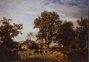 Theodore Fourmois Landscape with farm oil painting